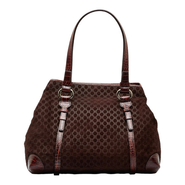 セリーヌ マカダム ハンドバッグ トートバッグ ブラウン スウェード レザー レディース CELINE 【中古】