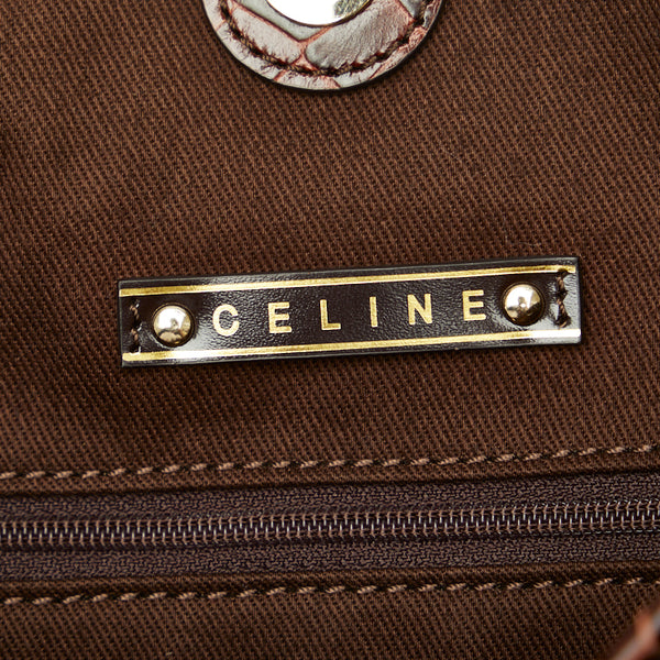 セリーヌ マカダム ハンドバッグ トートバッグ ブラウン スウェード レザー レディース CELINE 【中古】