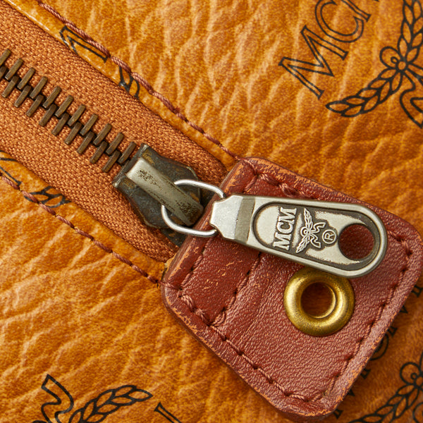 エム シー エム ヴィセトス ロゴグラム ハンドバッグ ミニボストンバッグ ブラウン PVC レザー レディース MCM 【中古】