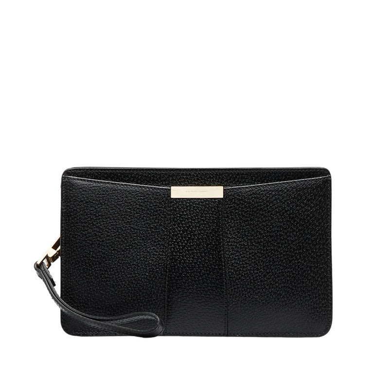 サルヴァトーレフェラガモ ハンドバッグ クラッチバッグ ブラック レザー メンズ Salvatore Ferragamo 【中古】