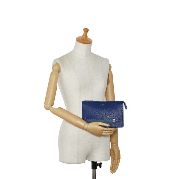 フェンディ セレリア クラッチバッグ 7VA350 ブルー レザー レディース FENDI 【中古】