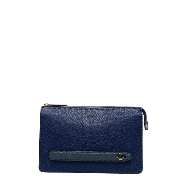 フェンディ セレリア クラッチバッグ 7VA350 ブルー レザー レディース FENDI 【中古】