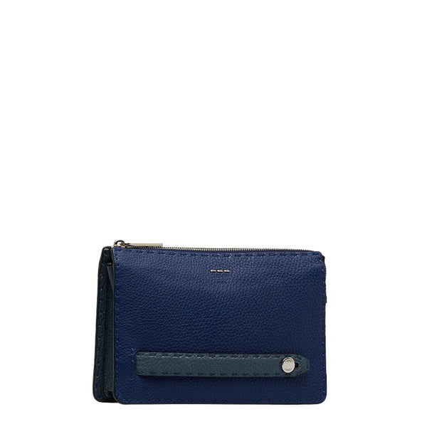 フェンディ セレリア クラッチバッグ 7VA350 ブルー レザー レディース FENDI 【中古】