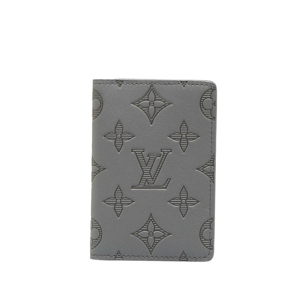 ルイ ヴィトン モノグラム シャドウ オーガナイザー ドゥ ポッシュ カードケース M81382 グレー レザー メンズ LOUIS VUITTON 【中古】