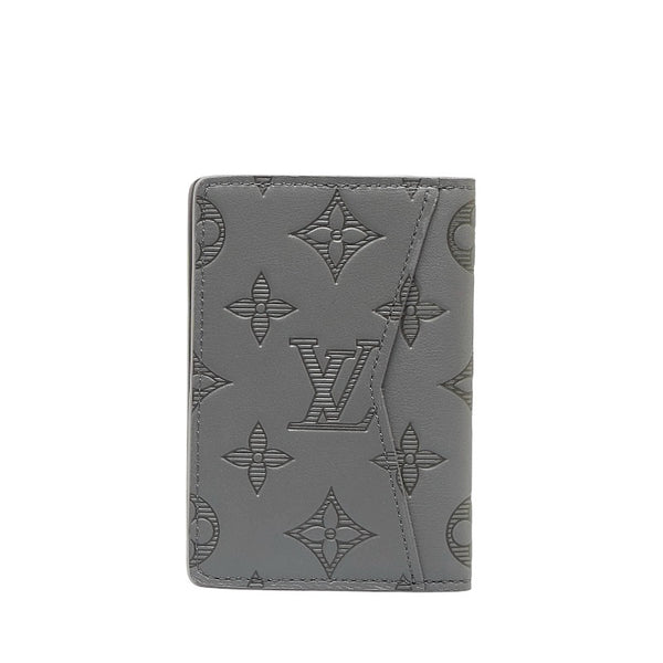 ルイ ヴィトン モノグラム シャドウ オーガナイザー ドゥ ポッシュ カードケース M81382 グレー レザー メンズ LOUIS VUITTON 【中古】
