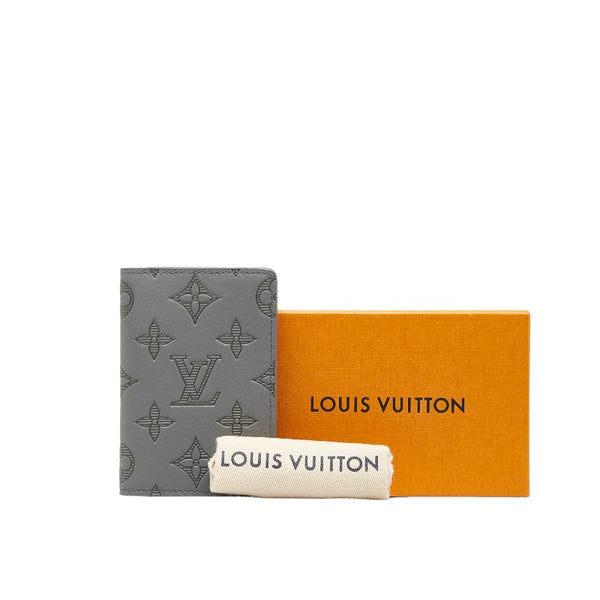 ルイ ヴィトン モノグラム シャドウ オーガナイザー ドゥ ポッシュ カードケース M81382 グレー レザー メンズ LOUIS VUITTON 【中古】