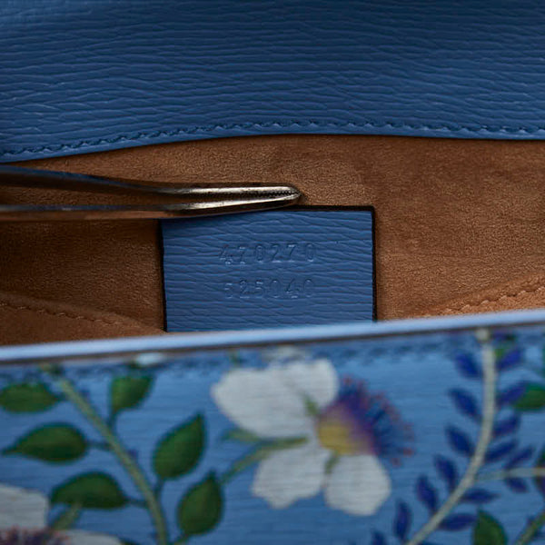 グッチ シルヴィ フラワー ミニ ハンドバッグ ショルダーバッグ 2WAY 470270 ブルー マルチカラー レザー レディース GUCCI 【中古】