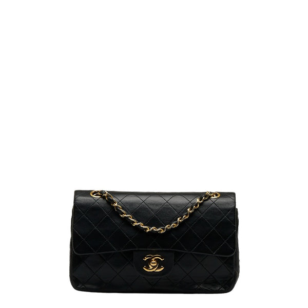 シャネル マトラッセ ダブルフラップ チェーン ショルダーバッグ ブラック ゴールド ラムスキン レディース CHANEL 【中古】