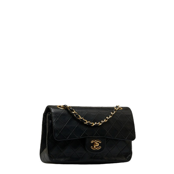 シャネル マトラッセ ダブルフラップ チェーン ショルダーバッグ ブラック ゴールド ラムスキン レディース CHANEL 【中古】