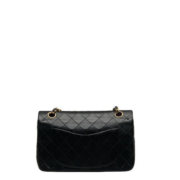 シャネル マトラッセ ダブルフラップ チェーン ショルダーバッグ ブラック ゴールド ラムスキン レディース CHANEL 【中古】
