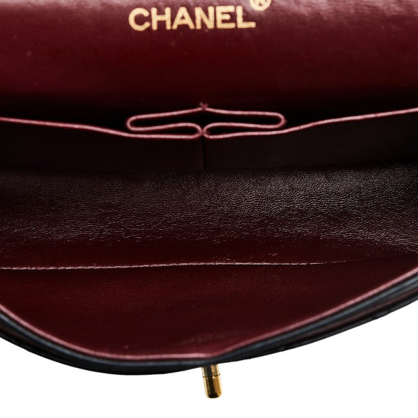 シャネル マトラッセ ダブルフラップ チェーン ショルダーバッグ ブラック ゴールド ラムスキン レディース CHANEL 【中古】
