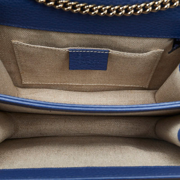 グッチ インターロッキングG チェーン ショルダーバッグ 510304 ブルー レザー レディース GUCCI 【中古】