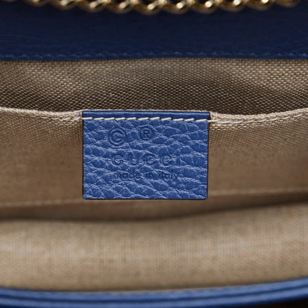 グッチ インターロッキングG チェーン ショルダーバッグ 510304 ブルー レザー レディース GUCCI 【中古】