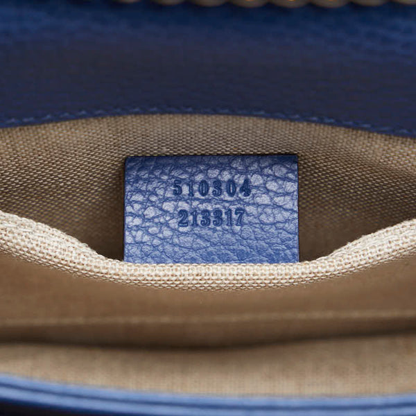 グッチ インターロッキングG チェーン ショルダーバッグ 510304 ブルー レザー レディース GUCCI 【中古】