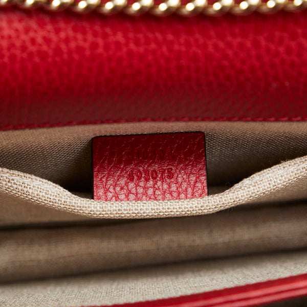 グッチ インターロッキングG チェーン ショルダーバッグ 510304 レッド レザー レディース GUCCI 【中古】