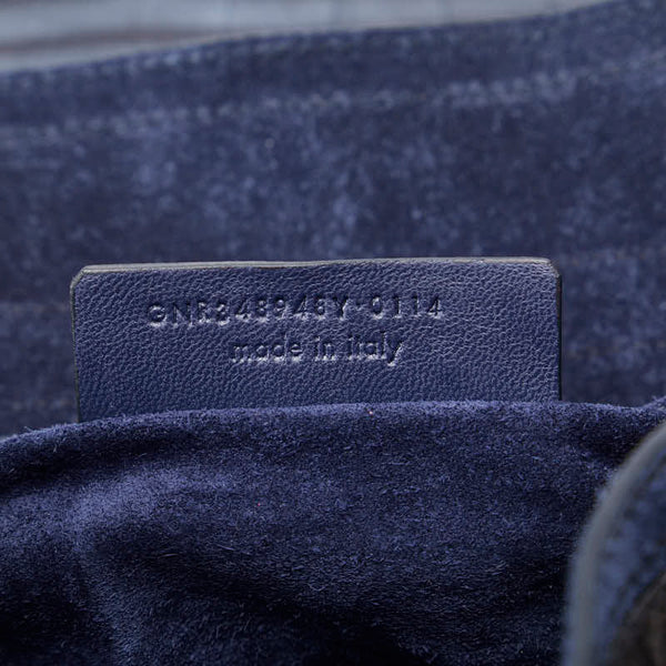 サンローラン ミューズトゥ クロコ型押し ゴールド金具 ハンドバッグ ブラック ネイビー レザー スエード レディース SAINT LAURENT 【中古】