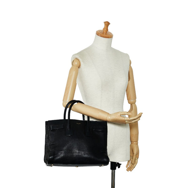 サンローラン サック ド ジュール ハンドバッグ ブラック レザー レディース SAINT LAURENT 【中古】