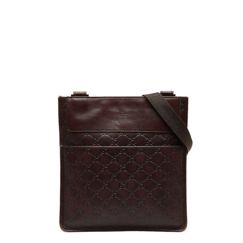 グッチ グッチシマ 斜め掛け ショルダーバッグ 27639 ブラウン キャンバス レザー レディース GUCCI 【中古】