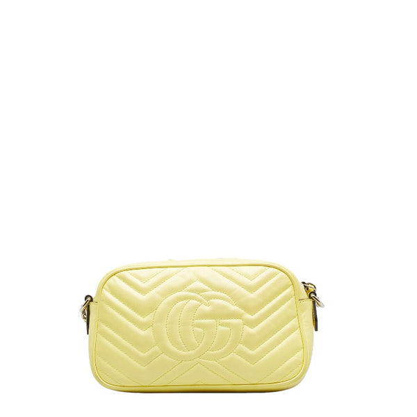 グッチ GGマーモント 斜め掛け チェーン ショルダーバッグ 447632 イエロー レザー レディース GUCCI 【中古】