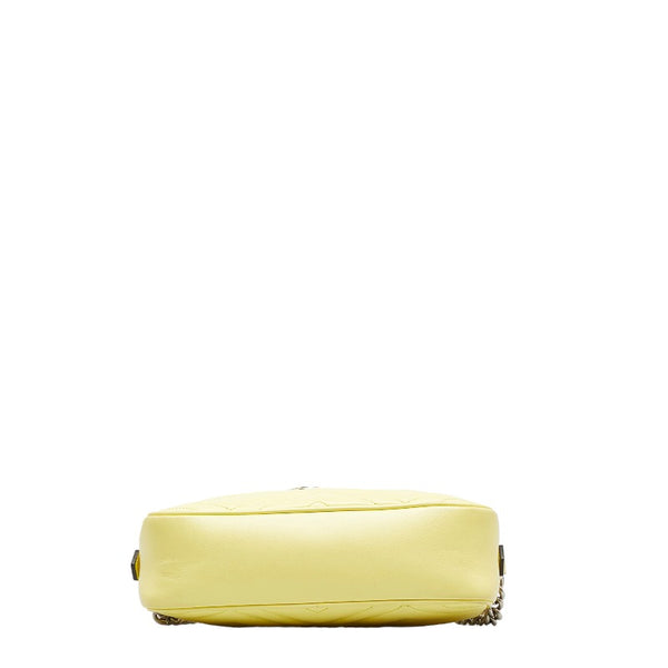 グッチ GGマーモント 斜め掛け チェーン ショルダーバッグ 447632 イエロー レザー レディース GUCCI 【中古】