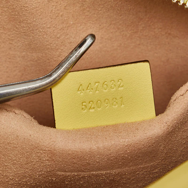 グッチ GGマーモント 斜め掛け チェーン ショルダーバッグ 447632 イエロー レザー レディース GUCCI 【中古】