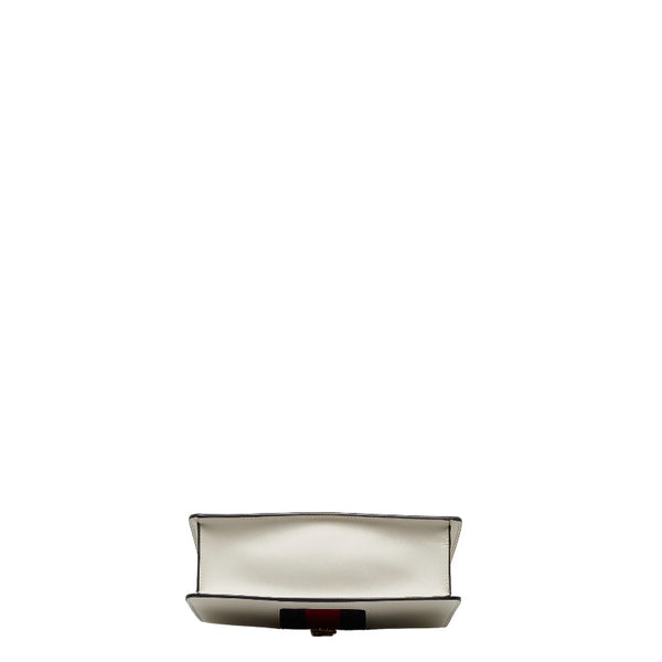 グッチ シェリーライン シルヴィ スモール リボン フラワー ショルダーバッグ 421882 ホワイト  レザー レディース GUCCI 【中古】