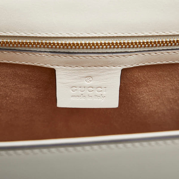 グッチ シェリーライン シルヴィ スモール リボン フラワー ショルダーバッグ 421882 ホワイト  レザー レディース GUCCI 【中古】