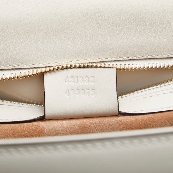 グッチ シェリーライン シルヴィ スモール リボン フラワー ショルダーバッグ 421882 ホワイト  レザー レディース GUCCI 【中古】