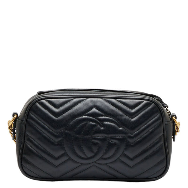 グッチ GGマーモント キルティング スモール 斜め掛け チェーン ショルダーバッグ 447632 ブラック レザー レディース GUCCI 【中古】