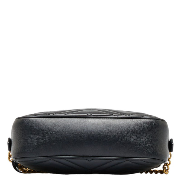 グッチ GGマーモント キルティング スモール 斜め掛け チェーン ショルダーバッグ 447632 ブラック レザー レディース GUCCI 【中古】