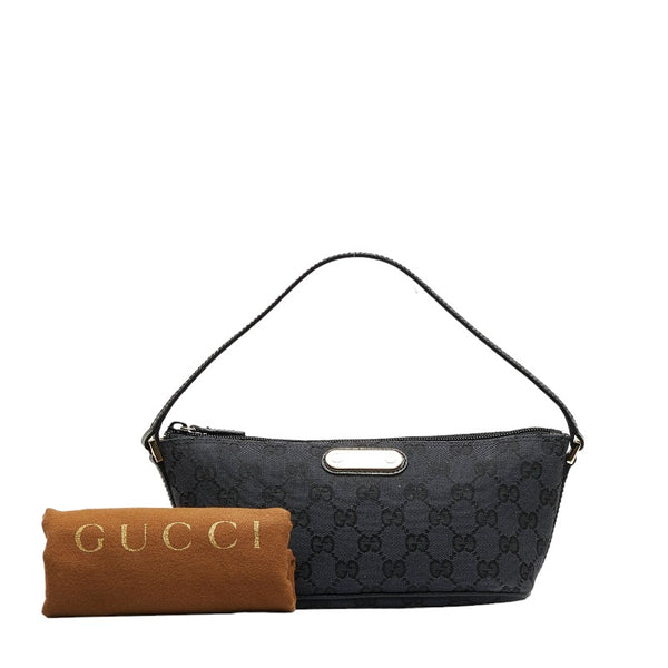 グッチ GGキャンバス ポーチ ショルダーバッグ 257300 ブラック キャンバス レザー レディース GUCCI 【中古】