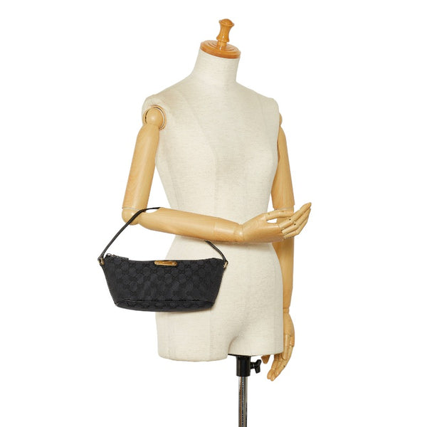 グッチ GGキャンバス ポーチ ショルダーバッグ 257300 ブラック キャンバス レザー レディース GUCCI 【中古】