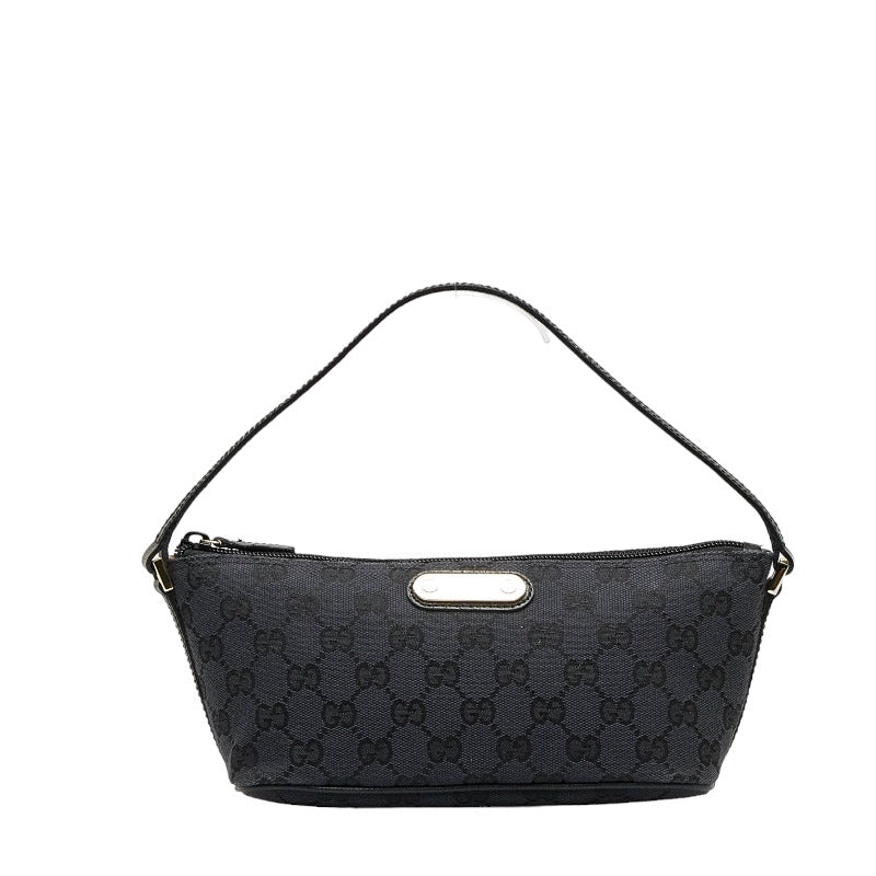 グッチ GGキャンバス ポーチ ショルダーバッグ 257300 ブラック キャンバス レザー レディース GUCCI 【中古】