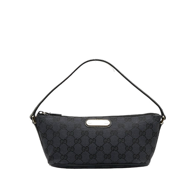 グッチ GGキャンバス ポーチ ショルダーバッグ 257300 ブラック キャンバス レザー レディース GUCCI 【中古】