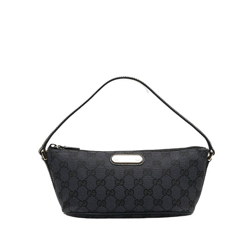 グッチ GGキャンバス ポーチ ショルダーバッグ 257300 ブラック キャンバス レザー レディース GUCCI 【中古】