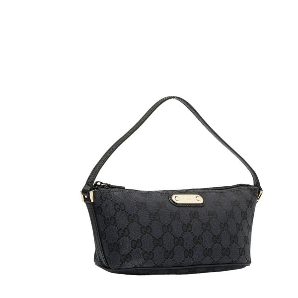 グッチ GGキャンバス ポーチ ショルダーバッグ 257300 ブラック キャンバス レザー レディース GUCCI 【中古】