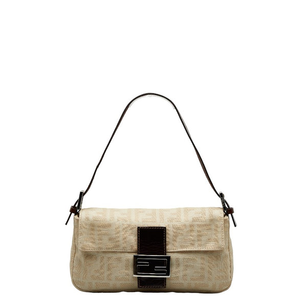フェンディ ズッカ マンマバケット ショルダーバッグ 26424 アイボリー キャンバス レザー レディース FENDI 【中古】
