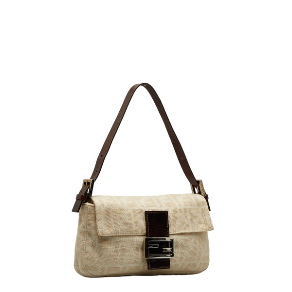 フェンディ ズッカ マンマバケット ショルダーバッグ 26424 アイボリー キャンバス レザー レディース FENDI 【中古】