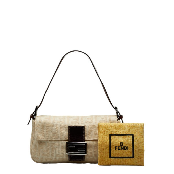 フェンディ ズッカ マンマバケット ショルダーバッグ 26424 アイボリー キャンバス レザー レディース FENDI 【中古】
