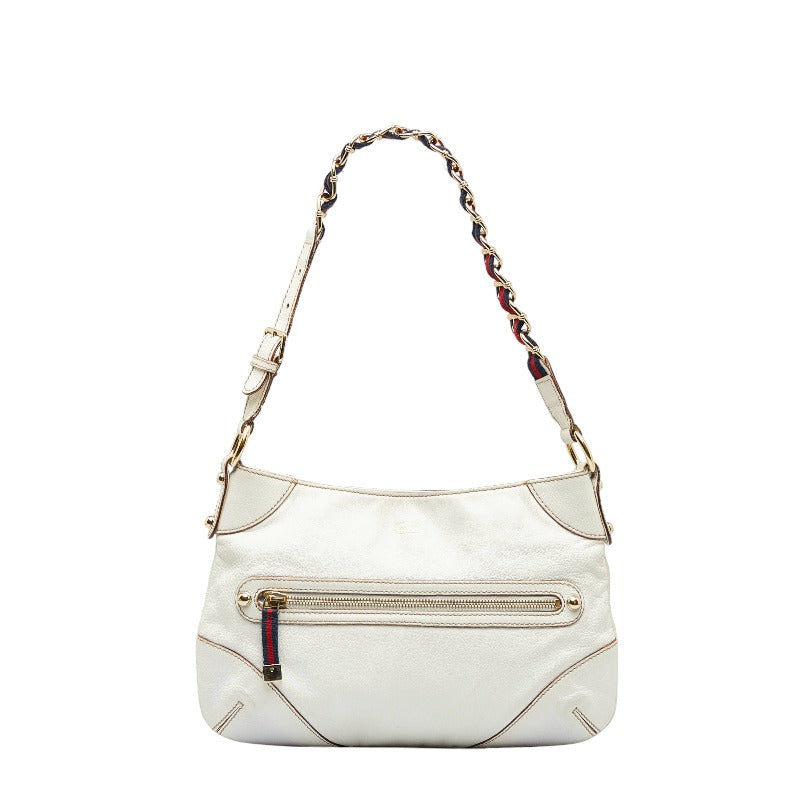 グッチ シェリーライン ショルダーバッグ ワンショルダーバッグ 153011 ホワイト レザー レディース GUCCI 【中古】