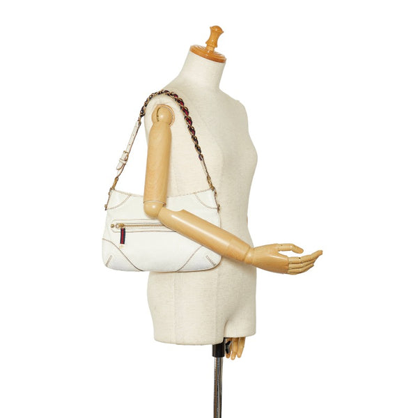 グッチ シェリーライン ショルダーバッグ ワンショルダーバッグ 153011 ホワイト レザー レディース GUCCI 【中古】