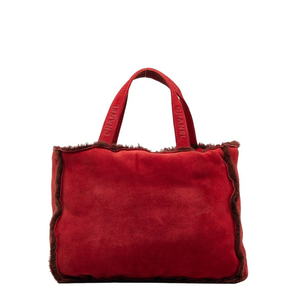 シャネル ロゴ ココマーク ハンドバッグ トートバッグ レッド スウェード ムートン レディース CHANEL 【中古】