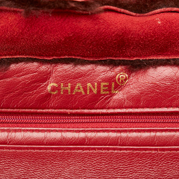 シャネル ロゴ ココマーク ハンドバッグ トートバッグ レッド スウェード ムートン レディース CHANEL 【中古】