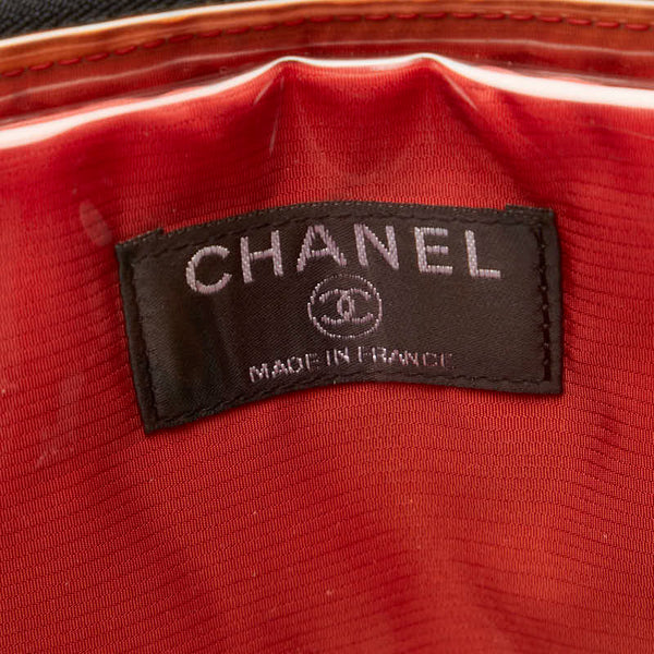 シャネル 旧トラベルライン ハンドバッグ ネイビー ナイロン ビニール レディース CHANEL 【中古】