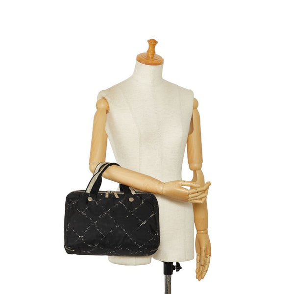 シャネル 旧トラベルライン ハンドバッグ ネイビー ナイロン ビニール レディース CHANEL 【中古】