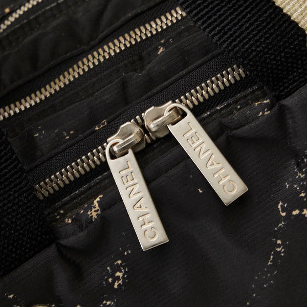 シャネル 旧トラベルライン ハンドバッグ ネイビー ナイロン ビニール レディース CHANEL 【中古】
