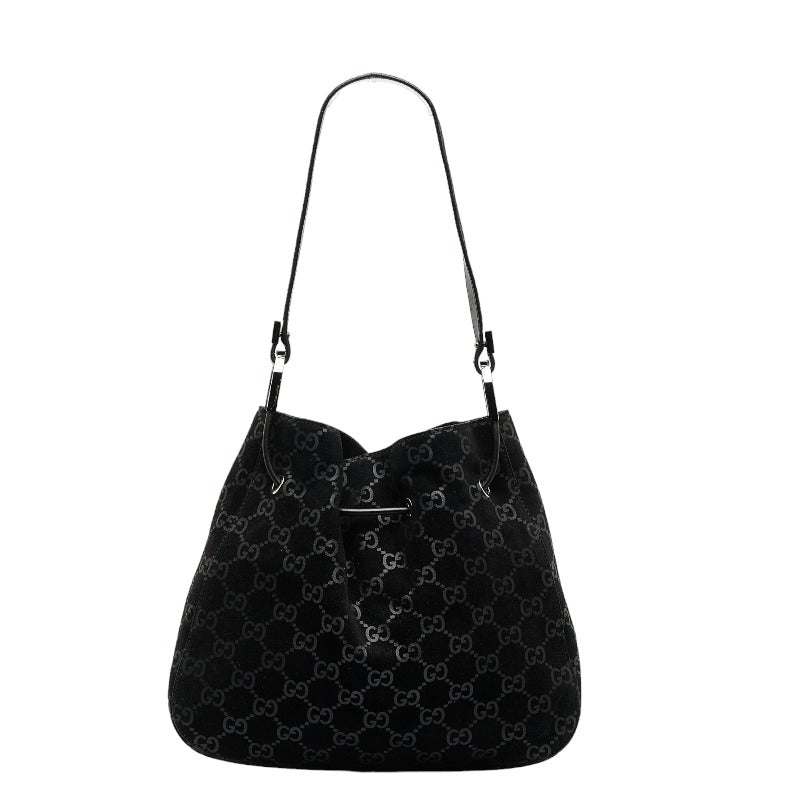 グッチ GG柄 ショルダーバッグ ワンショルダーバッグ 001 3748 ブラック スウェード レザー レディース GUCCI 【中古】