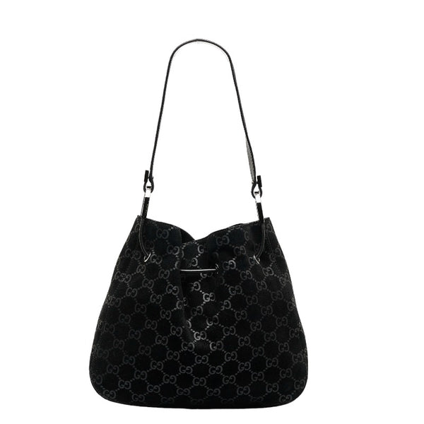 グッチ GG柄 ショルダーバッグ ワンショルダーバッグ 001 3748 ブラック スウェード レザー レディース GUCCI 【中古】