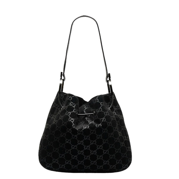 グッチ GG柄 ショルダーバッグ ワンショルダーバッグ 001 3748 ブラック スウェード レザー レディース GUCCI 【中古】