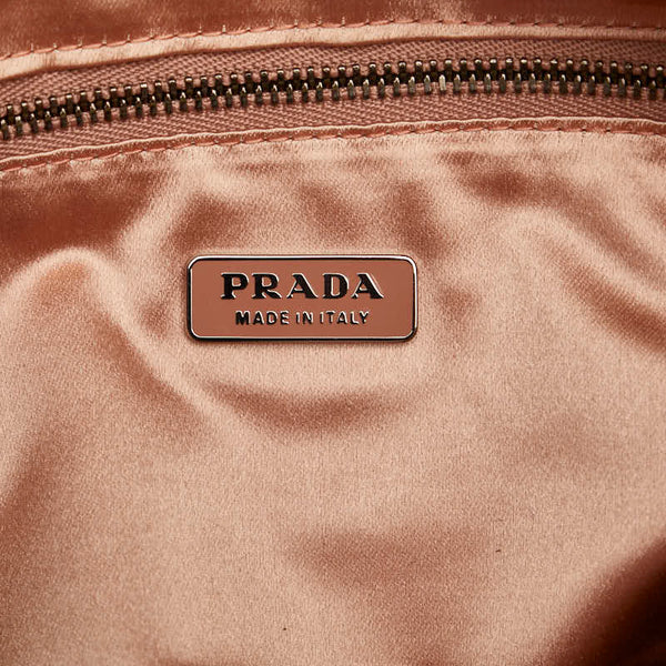 プラダ ミニ ハンドバッグ ピンク ナイロン スウェード レディース PRADA 【中古】